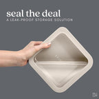 Ceramic Coated Glass Food Storage Container | No PTFE, PFOA, PFAS, and BPA | Reusable Non Toxic Meal Prep Container with Glass Lid | Easy To Store | 6 Cup Rectangle [Crema]