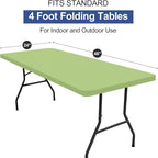 homing Rectangle Table Cloth Cover, Waterproof Polyester Elastic Fitted Tablecloth, Fits for 4 Foot Folding Tables, Washable Table Protector for Picnic, Camping, Outdoor (Sage Green, 24" x 48")