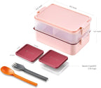 linoroso Stackable Bento Box Adult Lunch Box | Meet All You On-the-Go Needs for Food, Salad and Snack Box, Premium Bento Lunch Box for Adults Include Utensil Set, Dressing Containers - Frozen Berry