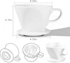 Handmade Pour Over Ceramic Coffee Dripper - Authentic Brewing Experience for Camping, Office, and Home (White)