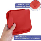 2 Cup Silicone Freezer Trays with Lid 4 Pack Silicone Soup Freezer Molds Soup Containers Make 4 Perfect Soups, Broths, Stews, Sauces, Curries(Red)