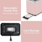 SEEDEEM Toaster 2 Slice, Touch Control Screen, Smart Stainless Toaster, 6 Shade Setting, 6 Bread Selection, Countdown, Removable Crumb Tray, 900W, Peach Pink