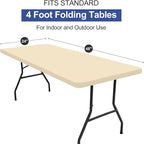 homing Rectangle Table Cloth Cover, Waterproof Polyester Elastic Fitted Tablecloth, Fits for 4 Foot Folding Tables, Washable Table Protector for Picnic, Camping, Outdoor (Champagne, 24" x 48")
