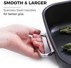 HONGBAKE Lasagna Pan 3 Inch Deep, 15x10" Baking Pan for Oven, Nonstick Cake Baking Dish for Brownie, Roasting Pans with Stainless Steel Handles, Heavy Duty, Dishwasher Safe, Dark Grey