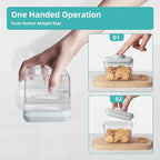 Ankou Airtight Container Set (1000ml 4 Pcs) Stackable One Press Openning Food Containers for Snacks Sugar Salt Herbs Spices Coffee Bean Formula Popcorn BPA-Free Tight Seal - Clear (1.0 QT * 4)