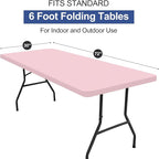 homing Rectangle Table Cloth Cover, Waterproof Polyester Elastic Fitted Tablecloth, Fits for 6 Foot Folding Tables, Washable Table Protector for Picnic, Camping, Outdoor (Pink, 30" x 72")
