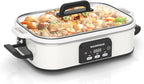 Magnifique 4 Quart Casserole Digital Slow Cooker, Premium Ceramic Bakeware for Oven, Dishwasher Safe Baking Dish, White