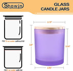 10 OZ Thick Candle Jars for Making Candles 15 Pcs, Empty Jars with Wood Lids for Candle Making, Sample Container, Frosted Purple