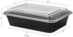 FULING 32 oz 150Pack Plastic Meal Prep Food Storage Containers with Lids Reusable 1 Compartment To Go Lunch Box Black Extra Large &Thick Microwave Freezer Dishwasher Safe BPA Free Stackable