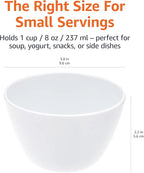Amazon Basics Round Melamine Bowl, 8 oz, White, 6 Piece Set