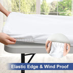 homing Rectangle Table Cloth Cover, Waterproof Polyester Elastic Fitted Tablecloth, Fits for 5 Foot Folding Tables, Washable Table Protector for Picnic, Camping, Outdoor (White, 30" x 60")