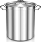 100 Quart Stainless Steel Stock Pot with Lid – Giant Heavy Duty Cooking Pot for Soup, Stew, Crawfish – Commercial Grade, Induction Compatible – Ideal for Catering & Bulk Cooking