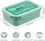 LOVINA Bento Boxes for Adults - 1100 ML Bento Lunch Box For Kids Childrens With Spoon & Fork - Durable Perfect Size for On-the-Go Meal, BPA-Free and Food-Safe Materials(Green)