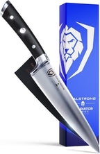 Dalstrong Chef Knife - 7 inch - Gladiator Series Elite - Forged High Carbon German Steel - Razor Sharp Kitchen Knife - Full Tang - Black G10 Handle - Sheath Included - Chef's Knife - NSF Certified