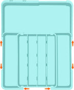 Silverware Organizer Expandable Silverware Drawer Organizer Adjustable Drawer Organizer, Flatware Cutlery Tray for Spoons Forks Knives Kitchen Organizers Storage,Turquoise