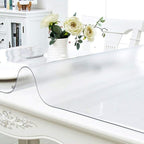 NECAUX Custom 36 x 75 Inch Frosted Table Cover Protector, 1.5mm Thick Wood Grain Transparent Tablecloth Plastic Protective Desk Pad for Dining Table, Meeting Table, Trainning Table, Conference Table