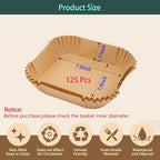 parchment paper for air fryer, 7.9inch square air fryer liners disposable,125PCS Non-stick parchment paper sheets for 5-8QT airfryer liners, Baking, Roasting Microwave