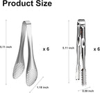 12-Piece Mini Stainless Steel Salad Tongs - 5 Inch Small Tongs for Serving Food, Mini Serving Utensils for Appetizers, Party, Coffee, Desserts (Silver)