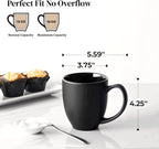 DOWAN Coffee Mugs, Black Coffee Mugs Set of 6, 16 oz Ceramic Coffee Cups with Large Handles for Men Women, Porcelain Big Mug for Tea Latte, Mug Gifts for Home Office Party - Image 3