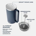 YETI Rambler 64 oz. French Press Coffee Maker, White