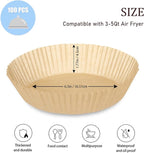 100PCS Air Fryer Disposable Paper Liners Fit 3-5QT Non-Stick Air Fryer Parchment Paper Air Frying Roasting Microwave Basket Oil-proof Resistant Baking Parchment Paper Thick (Round, 6.5inch)