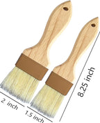 2" & 1.5" Non-Shedding Natural Boar Bristle Pastry & Basting Brush - Food-Grade, Heat-Resistant Cooking Gadgets for Baking, Grilling, Butter, Egg Wash, Oil, Sauce, Marinade, Roasting,Coffee