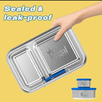 Bento-Style Stainless Steel Lunch Box -2 Compartment Stainless Steel Lunch Box - 2 Containers for Kids & Adults Dishwasher Safe Steel Lunch Boxes for kids