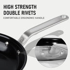 12 Inch Ceramic Non Stick Frying Pans - 5 Ply Stainless Clad Nonstick Skillet, Toxic, PTFE & PFOA FREE, Professional Cookware for Induction, All Stoves and Oven up to 650°F
