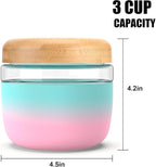 Tronco 24 oz Glass Container with Bamboo Lids, Food Storage Bowls for Soup, Stew & Overnight Oats, Meal Prep, Glass Lunch Bowl Container 100% Leak & Spill Proof, Airtight, BPA-Free- Ideal Gifts