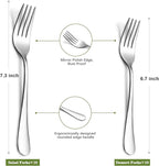SANTUO Stainless Steel Forks Set, 10PCS 7.3" Salad Forks and 10PCS 6.7" Dessert Forks, Set of 20 Top Food Grade Silverware Forks, Mirror Polished & Dishwasher Safe