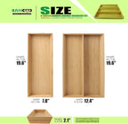 2-Piece V-Shaped Bamboo Drawer Organizer - Ideal for Kitchen's Large Long Tableware, Cooking Utensils, Flatware, Silverware - Wood Storage Box for Home, Bedroom, Bathroom (19.6"x12.4" & 19.6"x7.8")