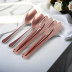 12PCS Stainless Steel Serving Utensils Sets,8 Large Serving Spoons,4 Serving Tongs,Rose Gold Serving Utensills Sets for Buffet Catering Banquet Party (Rose Gold)