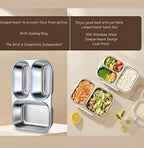 Stainless Steel Lunch Box, 3 Compartments Bento Box Leakproof Lunch Box,Quality,Airtight,Dishwasher Safe, BPA-Free.