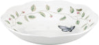 Lenox Pasta Bowls, 20oz Butterfly Meadow Pasta Bowl Set of 4, Service For 4, Porcelain, White Serving Bowls, Wide, Shallow, Lenox Butterfly Meadow Collection, Dishwasher/Microwave Safe (White 4-Piece)