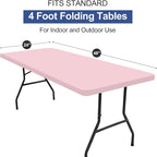 homing Rectangle Table Cloth Cover, Waterproof Polyester Elastic Fitted Tablecloth, Fits for 4 Foot Folding Tables, Washable Table Protector for Picnic, Camping, Outdoor (Pink, 24" x 48")