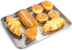 Baking Sheet Set of 4, Yododo Cookie Sheets Metal Stainless Steel Tray Baking Pans, Rectangle Size 16 x 12 x 1 inch, Mirror Polishing & Dishwasher Safe, Non Toxic & Healthy, Rust Free & Easy Clean