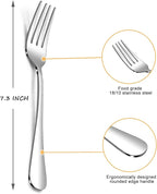 SANTUO Salad Forks Set - 12 Piece Stainless Steel Silverware Forks with Long Handle Use for Home, Restaurant or Camping - Silver 7.3 Inches