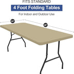 homing Rectangle Table Cloth Cover, Waterproof Polyester Elastic Fitted Tablecloth, Fits for 4 Foot Folding Tables, Washable Table Protector for Picnic, Camping, Outdoor (Taupe, 24" x 48")