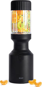 The Beast Mini Blender | Mini Countertop Kitchen Blender | Blend Smoothies and Shakes, Dressings, Sauces, Dips | Straw Cap and Straws Included | 600W (Carbon Black)