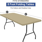 homing Rectangle Table Cloth Cover, Waterproof Polyester Elastic Fitted Tablecloth, Fits for 8 Foot Folding Tables, Washable Table Protector for Picnic, Camping, Outdoor (Taupe, 30" x 96")
