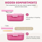 Bento Lunch Box with 12oz Soup Thermo,4 Compartments Lunch Box Containers, Spoon&Sauce Jar, BPA Free&Leak proof,Insulated Food Jar for Travel(Pink)