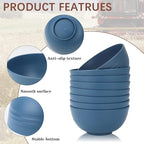 Homienly Soup Bowls, Cereal Bowl, Premium Wheat Straw Bowls Set of 8, Unbreakable Plastic Bowls Microwave Safe, Dishwasher Safe Serving Bowl for Kitchen, Breakfast, Dinner, Salad, Poke (Blue, 26 OZ)