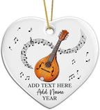 Custom Mandolin Player Christmas Ceramic Ornament 2025, Personalized Mandolin Xmas Ornament with Text Name & Year, Musical Instrument Christmas Tree Ornaments, Gift for Men Women Mandolinist