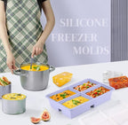 2 PACK 1 Cup Silicone Freezer Trays With Lid For Freeze & Store Soup, Broth, Leftovers, Microwave-safe Soup Freezer Container - Purple
