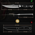 Steak Knives Set of 4, 4.8 Inch Fine-Edge Super Sharp Table Knives with Rest, Premium Germany Stainless Steel Ergonomic Handle, Elegant Black Ideal for Gift