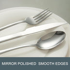 24-Piece Silverware Set with Steak Knives, Black Flatware Set for 4, Food-Grade Stainless Steel Tableware Cutlery Set, Mirror Finished Utensil Sets for Home Restaurant