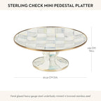 MACKENZIE-CHILDS Enamel Pedestal Platter, Round Cake Stand, Mini, Gray-and-White Sterling Check