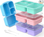 Bento Lunch Box - 4 Pack, Snack Box Containers Meal Prep Container Microwave Safe, Lunch Box of 4-Compartment, Bento Box Adult Lunch Box, Dishwasher Safety (PP(B/P/G/P))