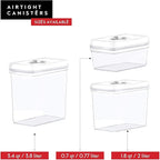 DWËLLZA KITCHEN Airtight Food Storage Containers - Pantry Snacks Kitchen Container, Baking Supplies, 4LB Sugar & Flour Canister - 4 Pc Set All Same Size - Clear Plastic BPA-Free - Keeps Fresh & Dry