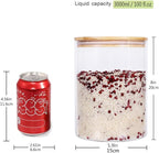 Large Glass Food Storage Container, 100 FL OZ (3000ml) Glass Food Canister with Airtight Bamboo Lids for Your Pantry, BPA-Free Cereal Dispenser Jars for Spaghetti Pasta, Powder, Tea, Coffee